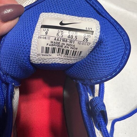 Nike Air, lace up, white with blue, women’s size 9 sneakers - Picture 5 of 8